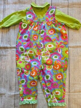 Patsy Aiken Size 9 mo 2 piece Floral Set w/ turtleneck 100% Cotton Made In USA